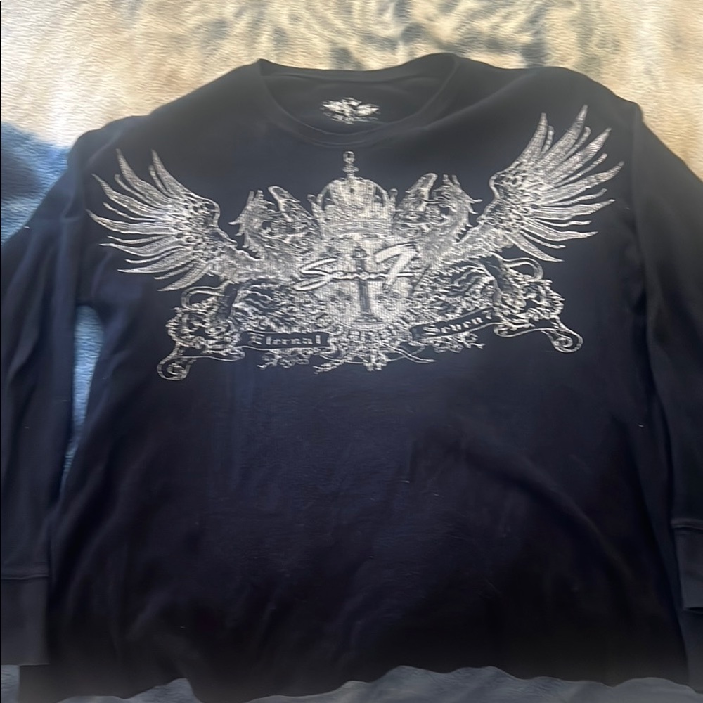 Seven7 Black Graphic Sweatshirt